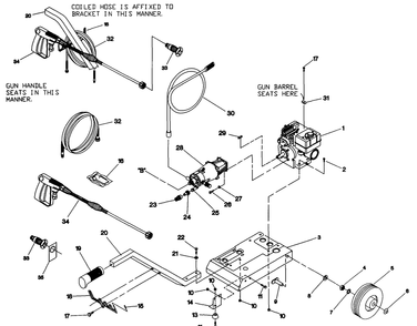 Pressure Washer Diagram and Parts List for 1057-0  Briggs and Stratton Pressure Washer